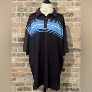 Ben hogan performance golf polo shirt black blue striped comfort athletic 2xl